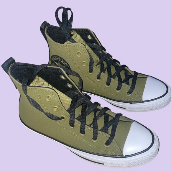 Converse High-Top Sneakers - Olive and Black - Picture 1 of 3